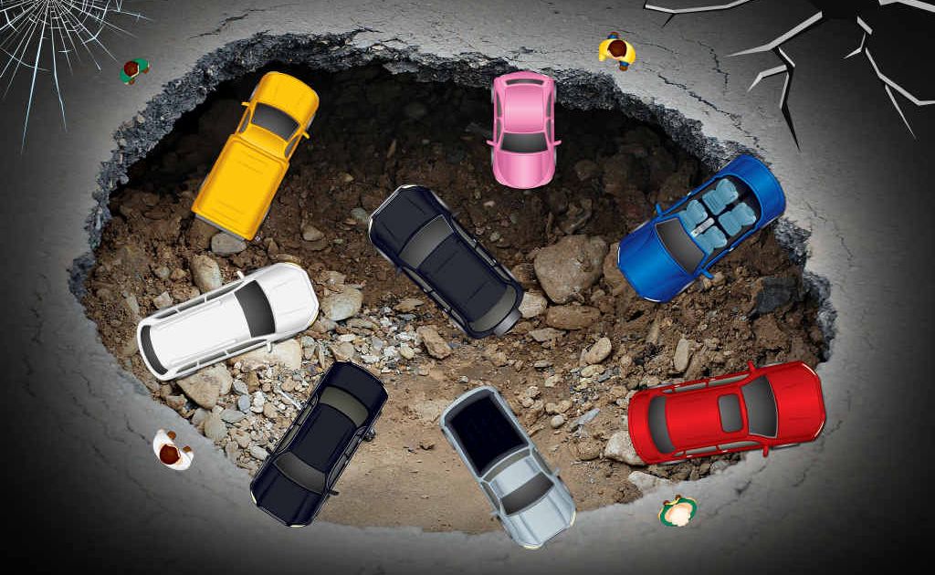 Okay, so maybe that's a bit of an exaggeration, but some of the region's potholes feel like they're headed this way! Okay, so maybe that's a bit of an exaggeration, but some of the region's potholes feel like they're headed this way!